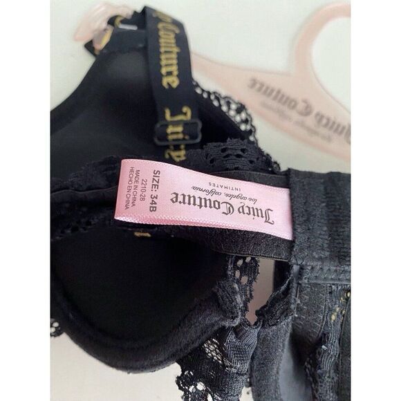 Juicy Couture Sexy Push Up Bra Size 34B Black Lace JC2210C Padded NEW - Picture 8 of 9